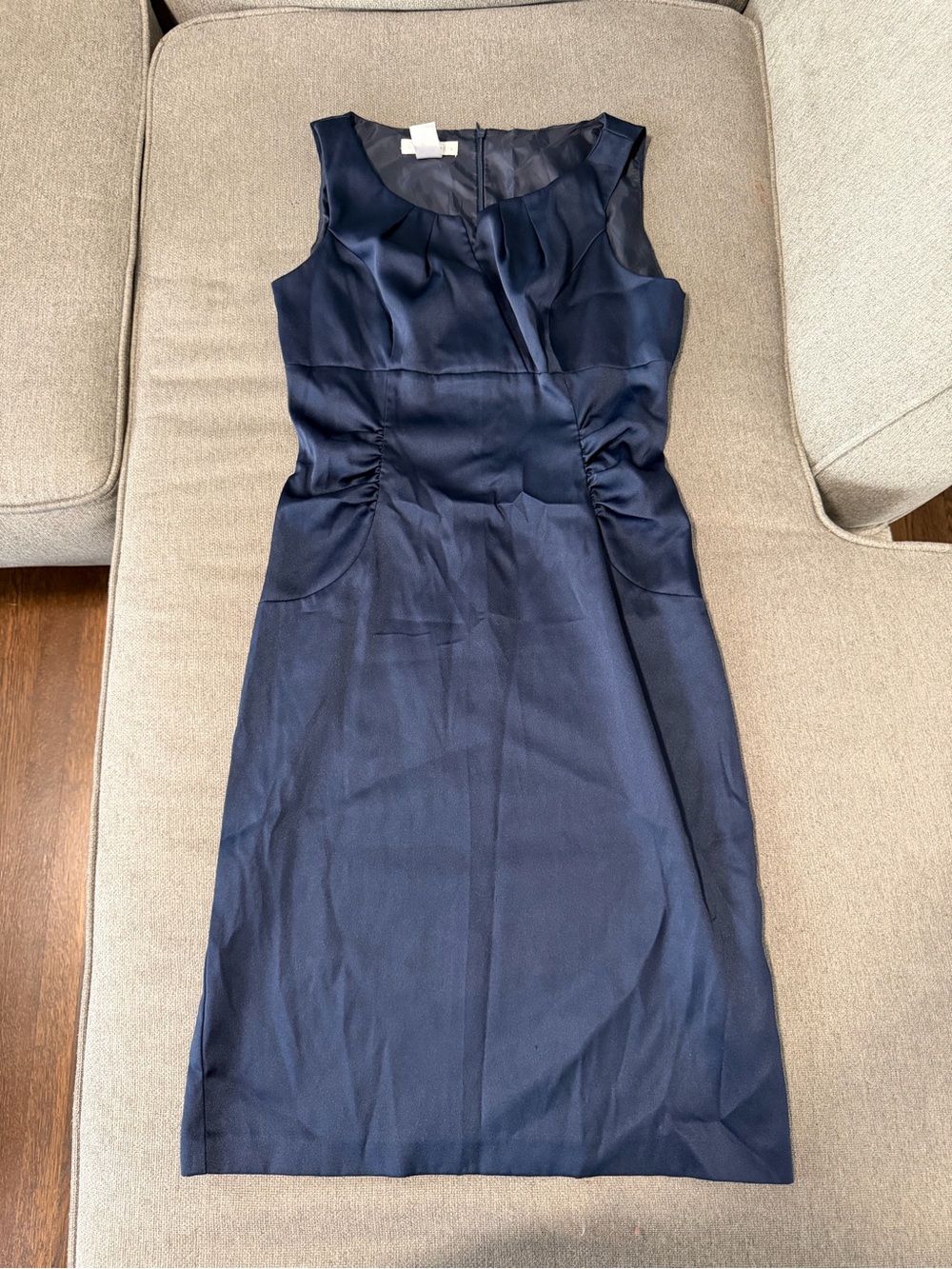 London Times Navy Sleeveless Sheath Dress